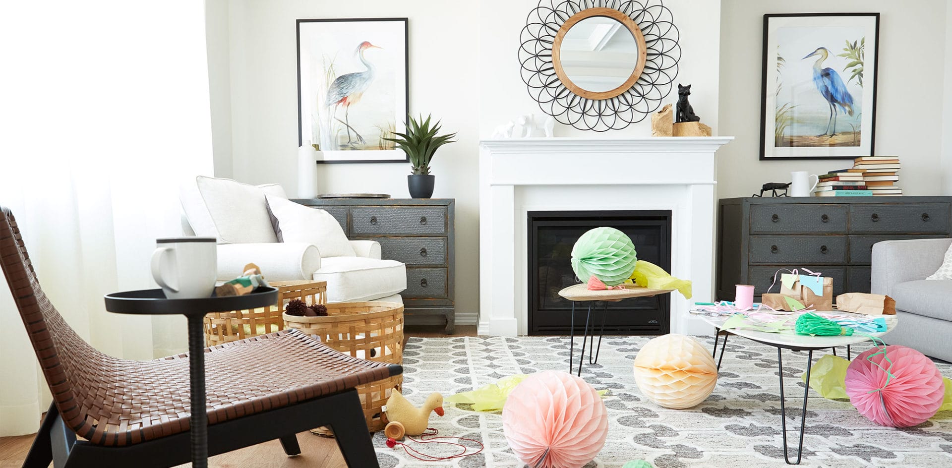 2. Use Patterned or Darker-Coloured Rugs